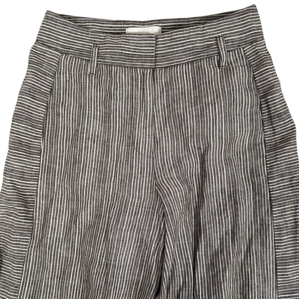 Anthropologie Ett Twa Pants Womens 0 Brown White Wide Leg Striped Sailor Linen